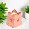 Pink Ceramic 6.5 Inch Square Tulsi Planter Pot with Holy Basil Plant