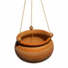 Rustic Round Clay Ceramic Hanging Planter for Garden and Patio