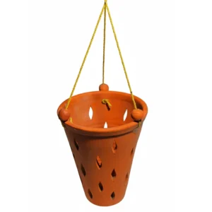 Terracotta Vented Hanging Orchid Pot with Rope Hanger