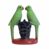 Handcrafted Ceramic Love Birds Pair – Parrots on Grapes Figurine for Home & Office Decor