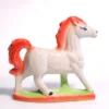 Vintage-Style Hand-Painted Ceramic Horse Figurine – White & Crimson