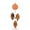 Handcrafted Terracotta Clay Wind Chimes - Hanging Bells with Om Symbol (3 Bell Set))