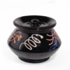 Front view of Givieo glossy black hand-painted ceramic pot with lid on a white background.