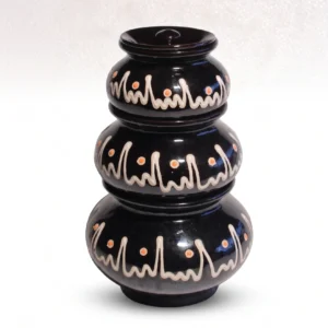 Givieo Midnight Wave Hand-Painted Ceramic Storage Set | Set of 3 Glossy Black Nesting Jars with Lids | Designer Containers for Kitchen & Tableware (Small, Medium, Large)