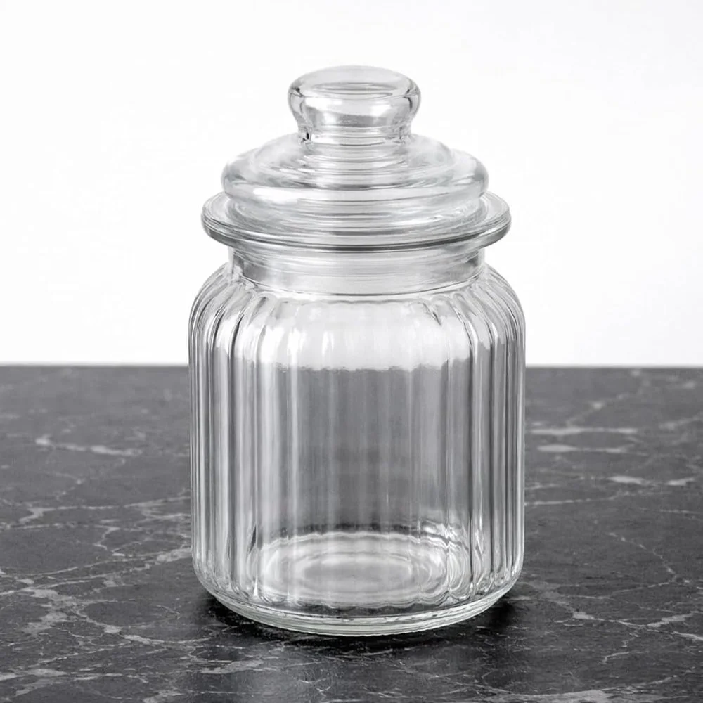 Vins Art House 600ml Glass Pop Jar with Airtight Lid | Clear Kitchen Storage Container for Pickles, Ghee, Spices, Dry Fruits & Sauces | Fridge & Dining Table Container (Set of 1)