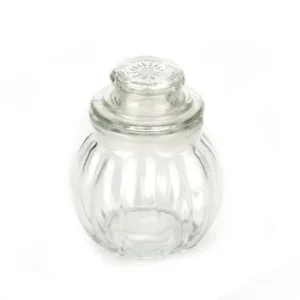 Vins Art House Vintage Pumpkin-Ribbed Glass Storage Canister with Airtight Lid 150ml