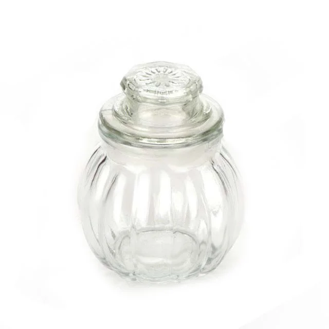 Vins Art House Vintage Pumpkin-Ribbed Glass Storage Canister with Airtight Lid 150ml