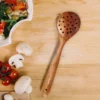 Handcrafted Natural Wood Slotted Skimmer Spoon | Eco-Friendly Wooden Strainer & Cooking Ladle