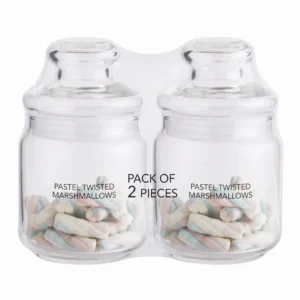 Vins Art House 600ml Transparent Glass Pop Jar with Airtight Lid | Kitchen Storage Containers for Cookies, Snacks, Pickles & Dry Fruits (Set of 2)