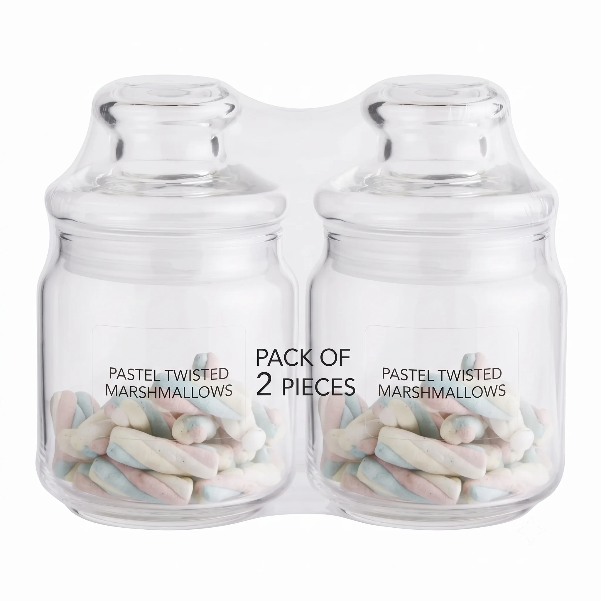 Vins Art House 600ml Transparent Glass Pop Jar with Airtight Lid | Kitchen Storage Containers for Cookies, Snacks, Pickles & Dry Fruits (Set of 2)
