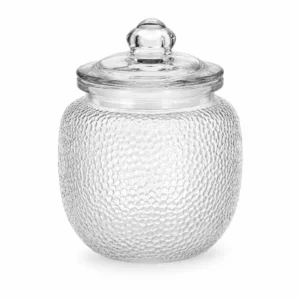 Vins Art House Textured Glass Jar with Airtight Lid (580 ml) – Pebbled Crystal Container for Kitchen Storage, Spices, Honey, Snacks & Pantry Organization