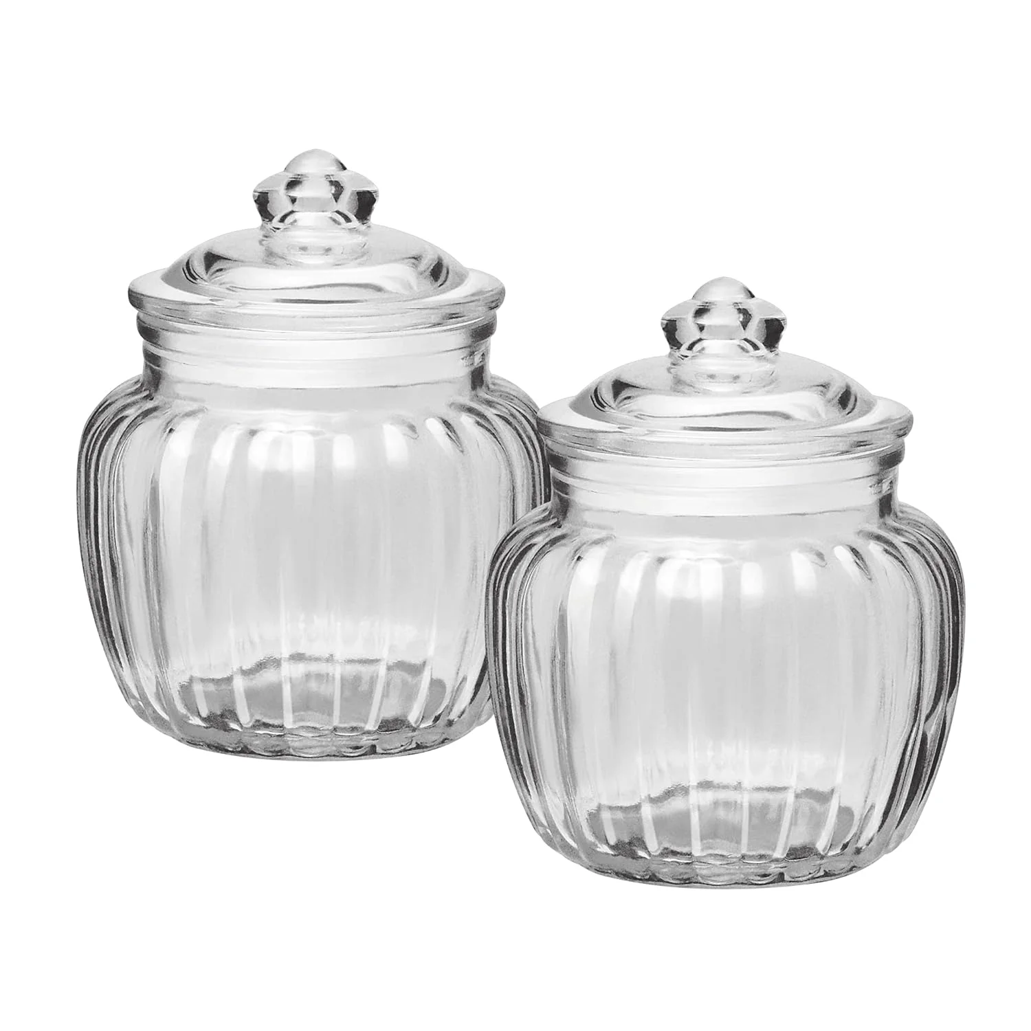 Vins Art House Transparent Glass Matki Jars with Airtight Lid (670 ml, Set of 2) – Premium Kitchen Storage Containers for Honey, Spices, Grains & Snacks