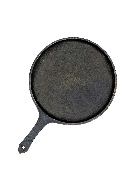 Vins Art House Pre-Seasoned Cast Iron Dosa Tawa / Flat Roti Kallu with Long Handle (25.7 cm)