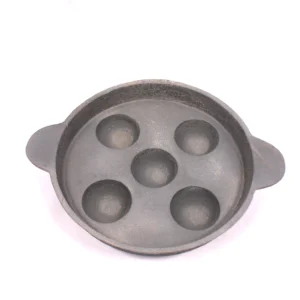 Vins Art House Pre-Seasoned Cast Iron Unniyappa Chatti / Paniyaram Pan (5 Cavities, Toxin-Free)