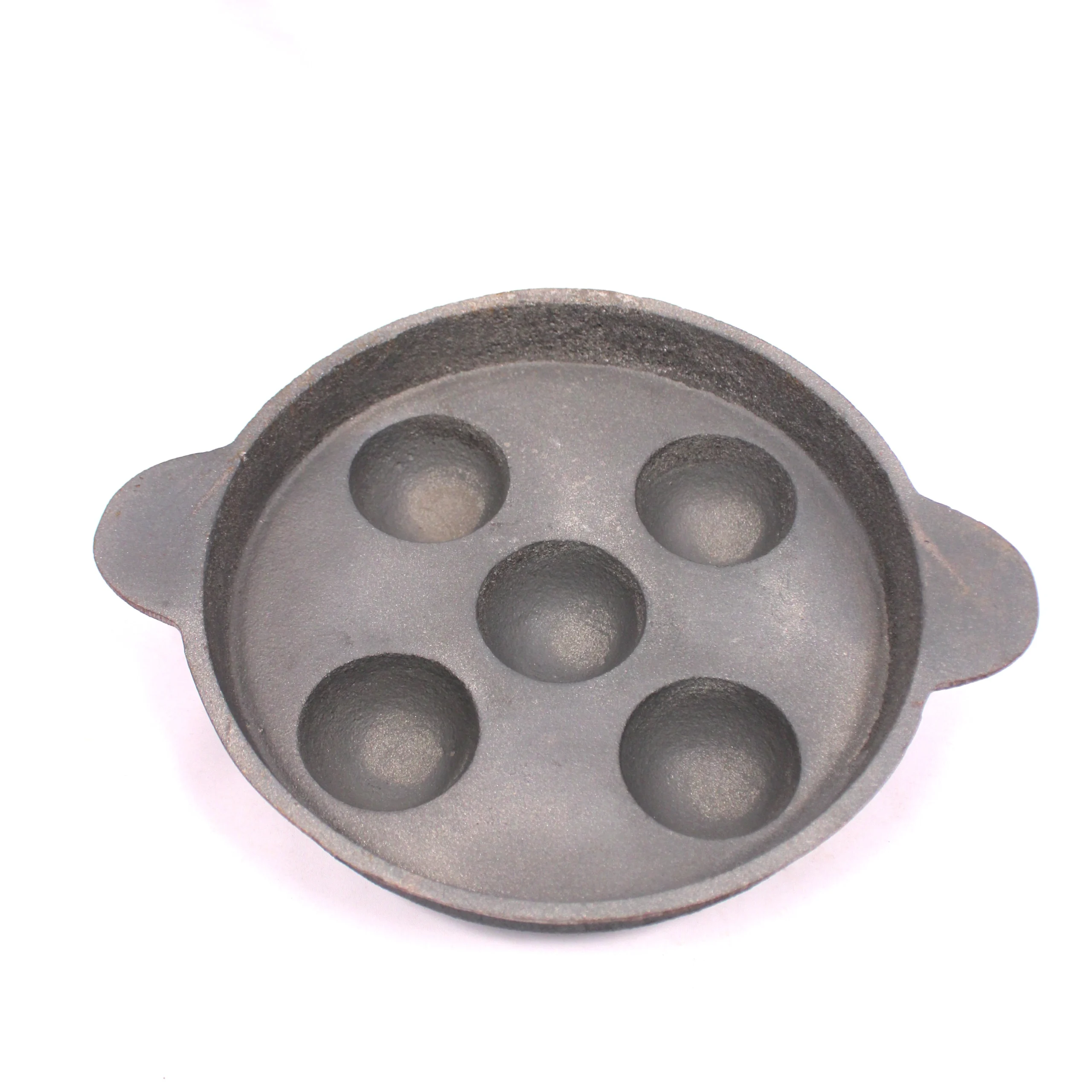 Vins Art House Pre-Seasoned Cast Iron Unniyappa Chatti / Paniyaram Pan (5 Cavities, Toxin-Free)