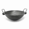 Vins Art House Pre-Seasoned Cast Iron Vada Chatti / Deep Frying Kadhai with Sturdy Metal Wire Loop Handles (10 Inch)