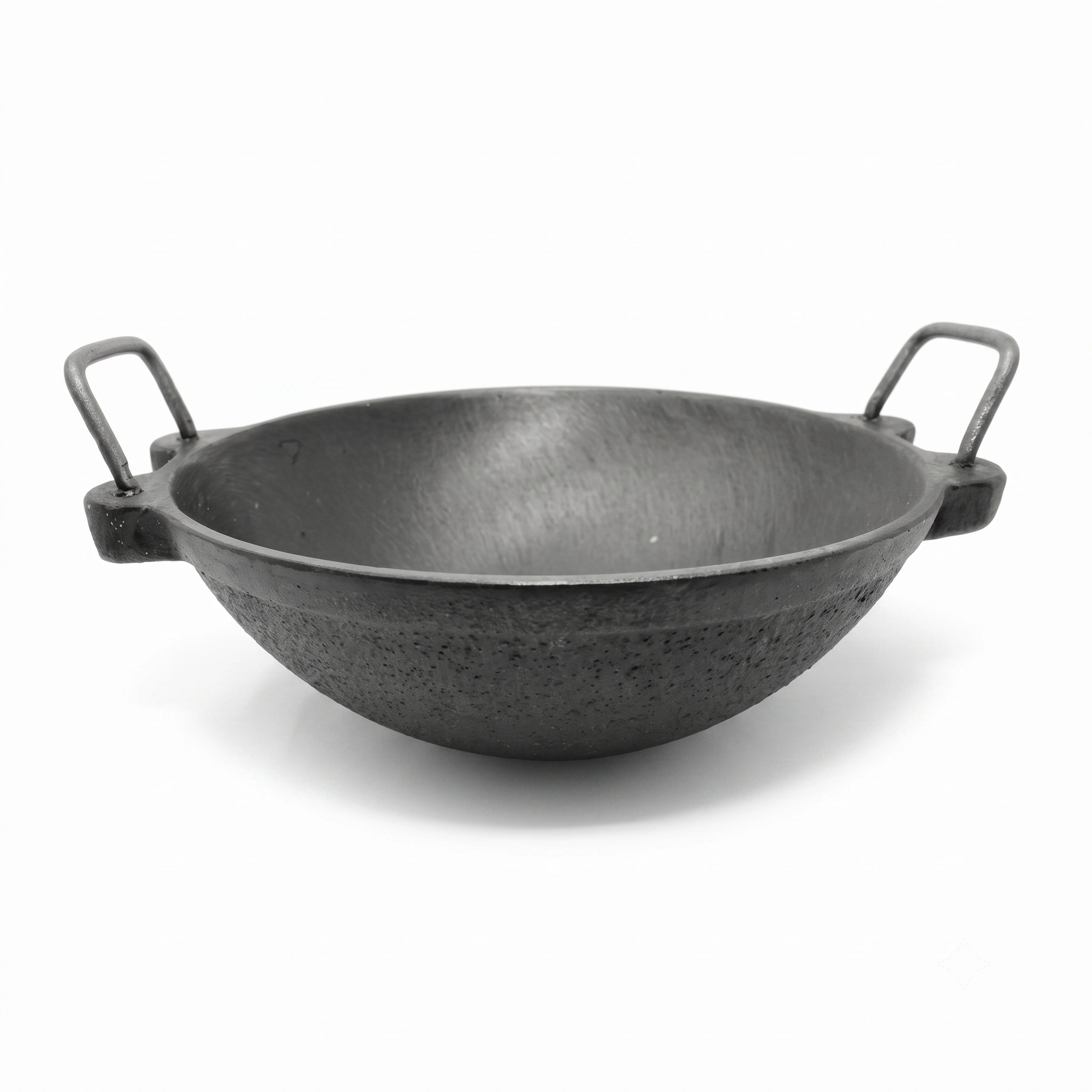 Vins Art House Pre-Seasoned Cast Iron Vada Chatti / Deep Frying Kadhai with Sturdy Metal Wire Loop Handles (10 Inch)